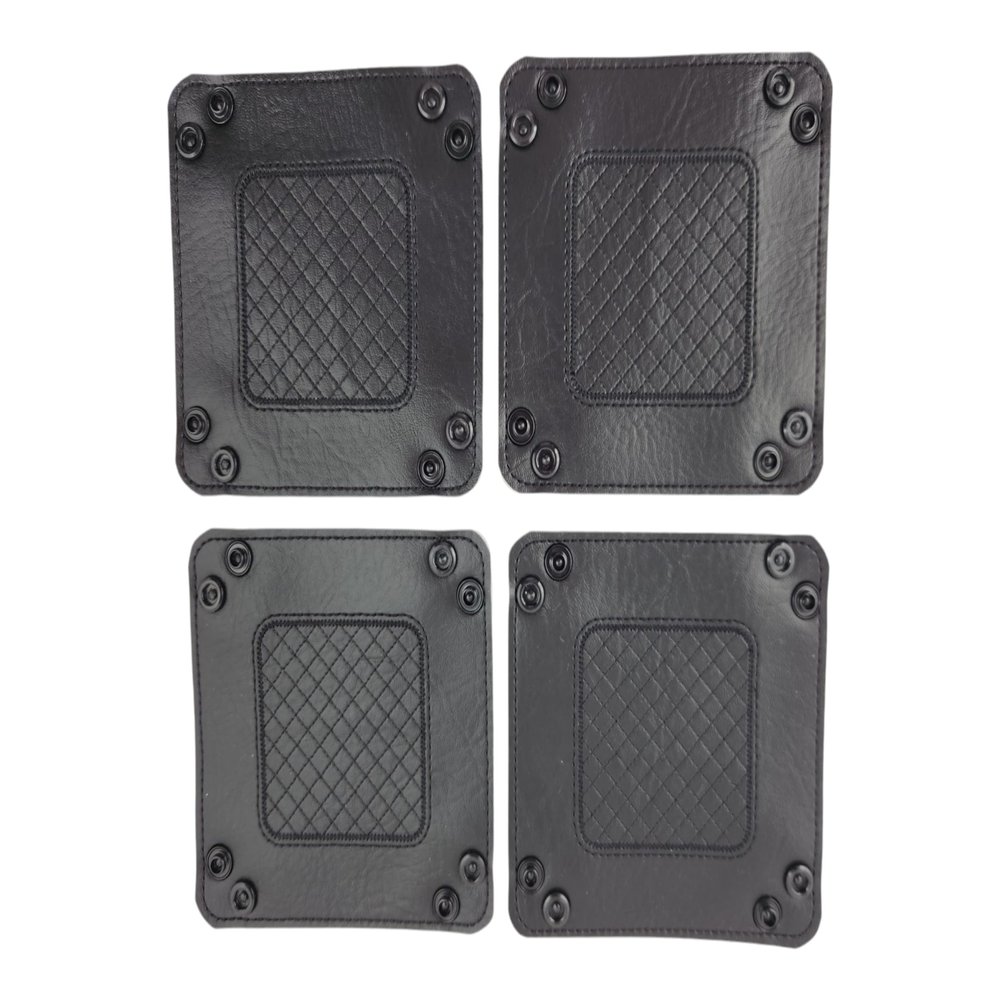 Game Trays Set of 4, 2.75" x 2.75" x 1.375", Double Layer Vinyl, Snap Closure (Four Black Trays)