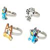 LUV HER Bluey Kids Jewelry: 4-Piece Adjustable Rings for Girls, Ring Sets with metal charm Fashion Girls Jewelry Ages 3+ view 1