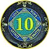 (1-50 Years) NA 10 Year Crystals and Glitter Medallion, Golden Color Plated Coin, Black Rainbow, Blue Glitter and Four Clear Crystals (NA 10 Year Crystals and Glitter, Gold Color Medallion) view 1