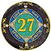 (1-50 Years) NA 27 Year Crystals and Glitter Medallion, Golden Color Plated Coin, Black Rainbow, Blue Glitter and Four Clear Crystals (NA 27 Year Crystals and Glitter, Gold Color Medallion) view 1