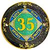 (1-50 Years) NA 35 Year Crystals and Glitter Medallion, Golden Color Plated Coin, Black Rainbow, Blue Glitter and Four Clear Crystals (NA 35 Year Crystals and Glitter, Gold Color Medallion) view 1