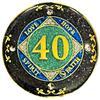 (1-50 Years) NA 40 Year Crystals and Glitter Medallion, Golden Color Plated Coin, Black Rainbow, Blue Glitter and Four Clear Crystals (NA 40 Year Crystals and Glitter, Gold Color Medallion) view 1