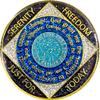 (1-50 Years) NA 46 Year Crystals and Glitter Medallion, Golden Color Plated Coin, Black Rainbow, Blue Glitter and Four Clear Crystals (NA 46 Year Crystals and Glitter, Gold Color Medallion) view 2