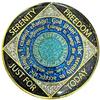 (1-50 Years) NA 33 Year Crystals and Glitter Medallion, Golden Color Plated Coin, Black Rainbow, Blue Glitter and Four Clear Crystals (NA 33 Year Crystals and Glitter, Gold Color Medallion) view 2