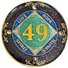 (1-50 Years) NA 49 Year Crystals and Glitter Medallion, Golden Color Plated Coin, Black Rainbow, Blue Glitter and Four Clear Crystals (NA 49 Year Crystals and Glitter, Gold Color Medallion) view 1