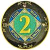 (1-50 Years) NA 2 Year Crystals and Glitter Medallion, Golden Color Plated Coin, Black Rainbow, Blue Glitter and Four Clear Crystals (NA 2 Year Crystals and Glitter, Gold Color Medallion) view 1