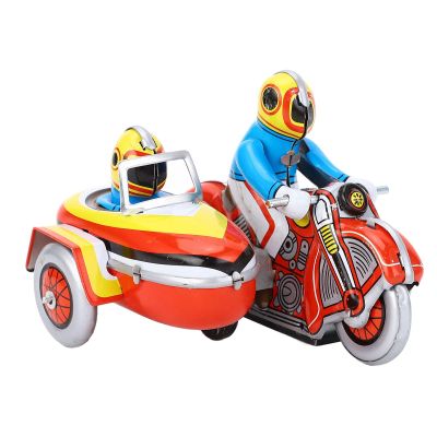 Wind Up Motorcycle Toy Iron Retro Collectible Three Wheeled Clockwork Vintage Toy for Desktop Decorations