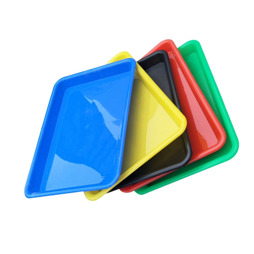 ASAKKURA 5pcs Plastic Rectangular Storage Tray Cup Holder for Toys Art Small Items Lightweight and Stackable Random Color