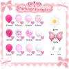126 Pcs Pink balloon garland Arch Kit, Hot Pink Rose Red Balloons for Cartoon Cat Themed Birthday Party Decorations Girls Kids Gatherings Party Supplies view 2
