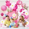 126 Pcs Pink balloon garland Arch Kit, Hot Pink Rose Red Balloons for Cartoon Cat Themed Birthday Party Decorations Girls Kids Gatherings Party Supplies view 4