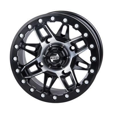 4/156 Tusk Wasatch Beadlock Wheel 15x7 5.0 + 2.0 Machined/Black For Kawasaki MULE Pro-FXT 820 Platinum Ranch Edition 2022-2023