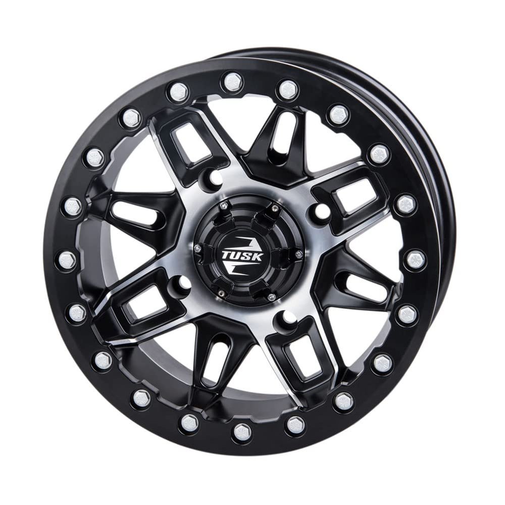 4/156 Tusk Wasatch Beadlock Wheel 15x7 5.0 + 2.0 Machined/Black For Kawasaki MULE Pro-FXT 820 Platinum Ranch Edition 2022-2023