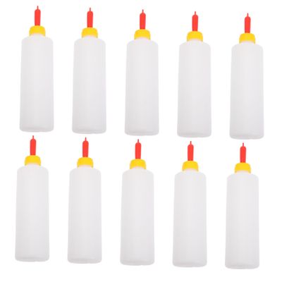 Hoement 10 Pack 400ml Plastic Lamb Milk Bottles Goat Nursing Bottles for Livestock Feeding Strong Easy Cleaning Design