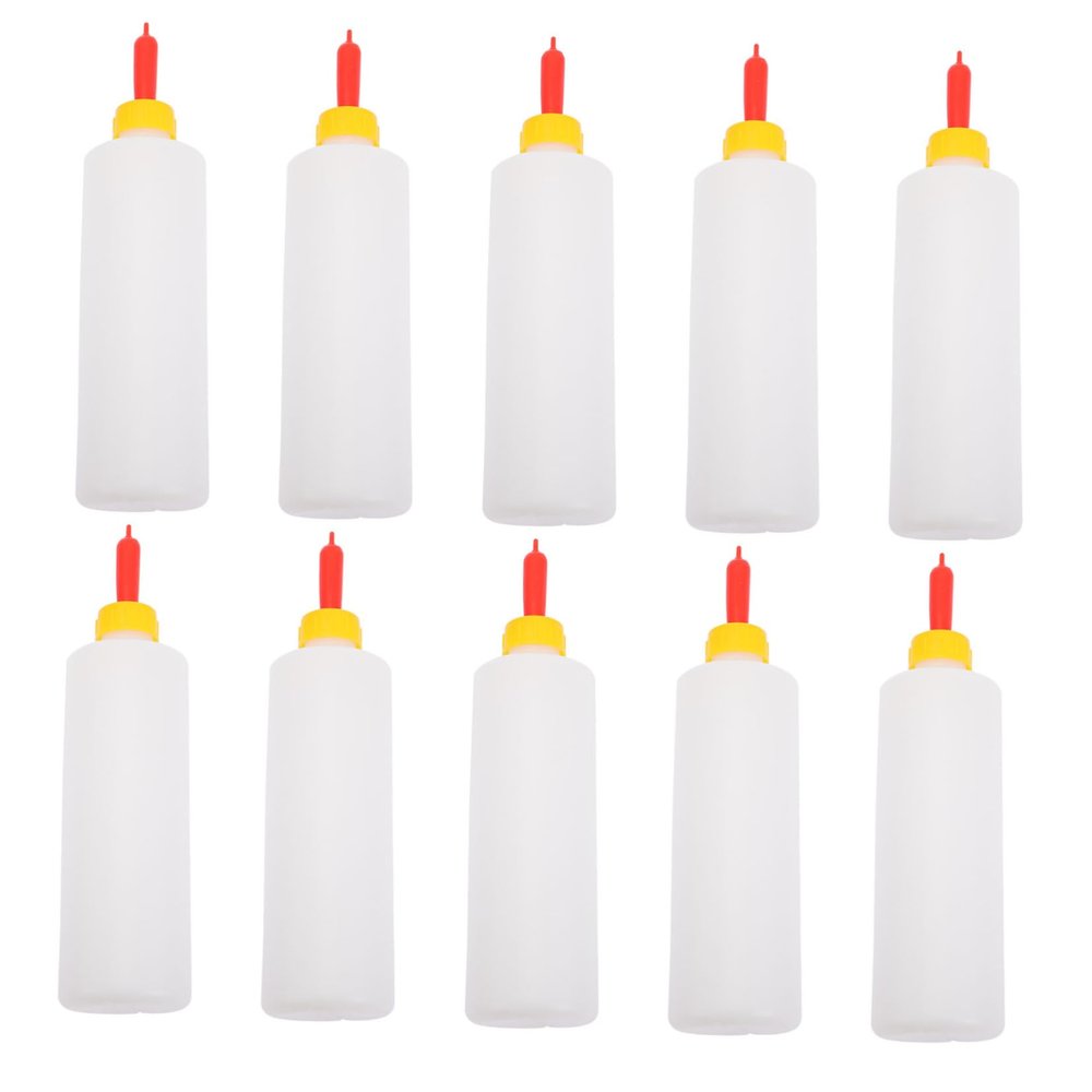 Hoement 10 Pack 400ml Plastic Lamb Milk Bottles Goat Nursing Bottles for Livestock Feeding Strong Easy Cleaning Design