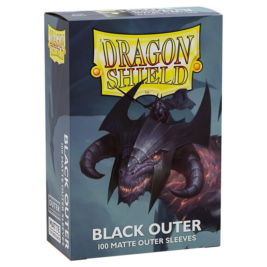 10 Packs Dragon Shield Black 100 ct Standard Matte Outer Sleeves Display Case