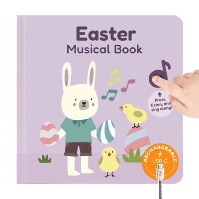 Cali's Books Easter Nursery Rhymes Musical Book - Easter Basket Stuffers for Toddlers, Baby Easter Basket Stuffers, Rechargeable Musical Books for Toddlers 1-3