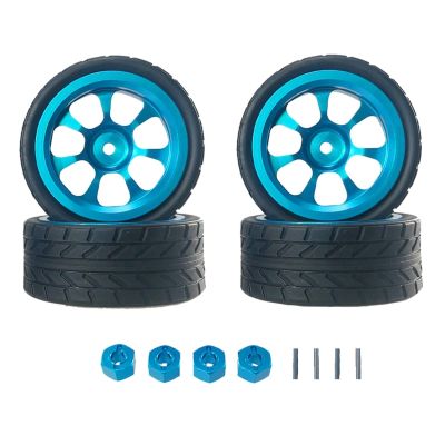 RC Car Accessories for MJX for Hyper Go 14301 14303 1/14 RC Car Remote Control Modification Upgrade Metal Wheel Hub Tire Connector Spare Parts(Blue)
