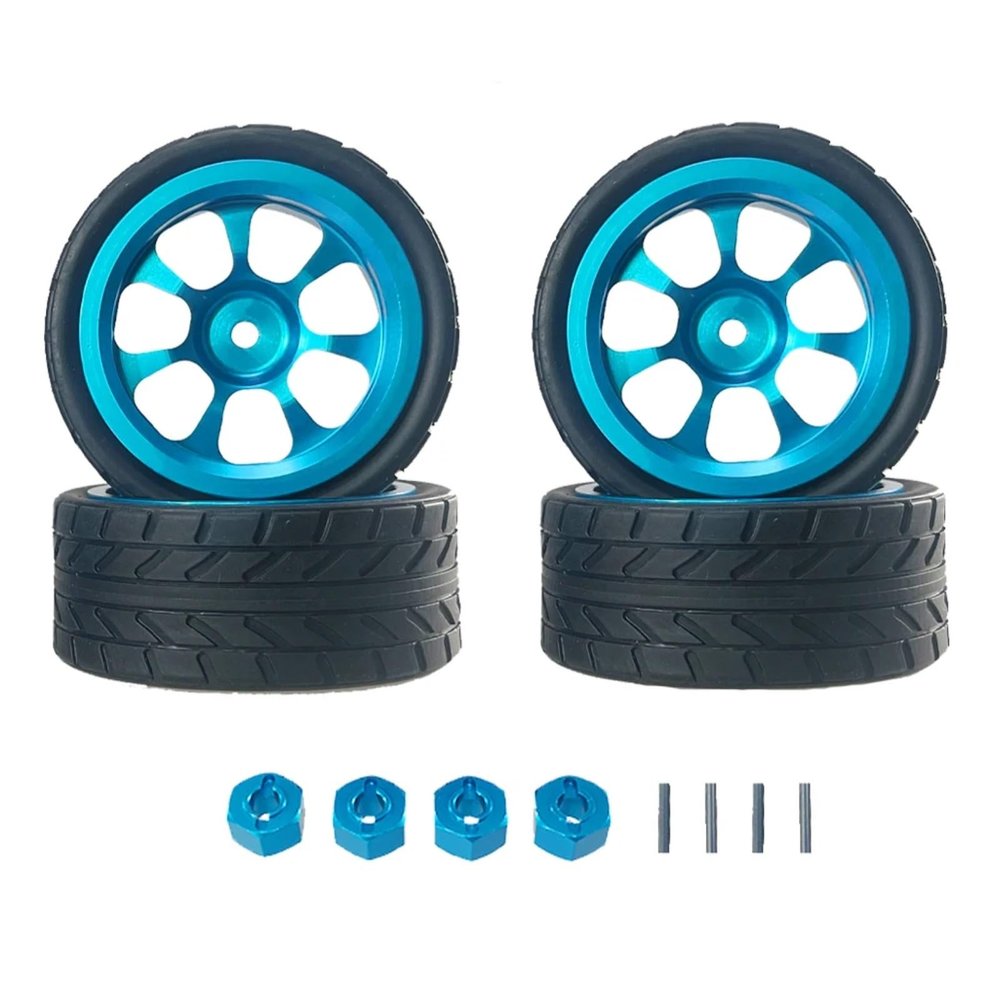 RC Car Accessories for MJX for Hyper Go 14301 14303 1/14 RC Car Remote Control Modification Upgrade Metal Wheel Hub Tire Connector Spare Parts(Blue)