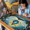 Playmat with Magic Zones for MTG, Magic The Gathering Playmat 24x14 inch Commander Card Game BattlesNon-Slip Rubber Base and Stitched for Beginners & Pros - D Blue view 3