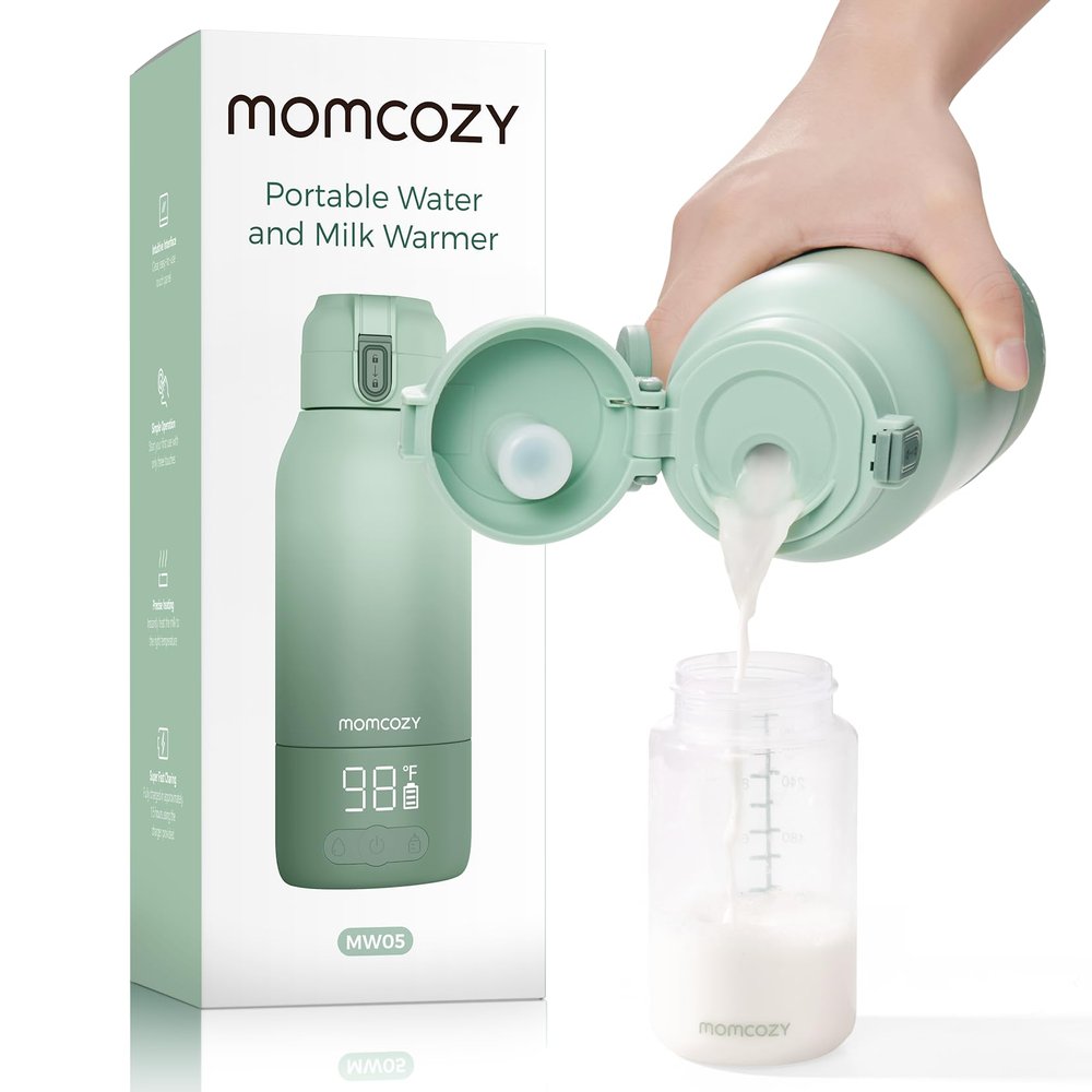 Momcozy Portable Milk Warmer for Travel Dual Heating Modes for Breast Milk & Water, Portable Bottle Warmer with Fast Heating & Long Battery Life, 17 Ounces Large Capacity to Meet Your All-Day Needs