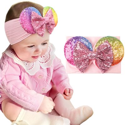 BBGifts 1PC Mouse Ears Headband/Headwrap - Toddler, Baby, Kids - Party supplies - Pink Sequin