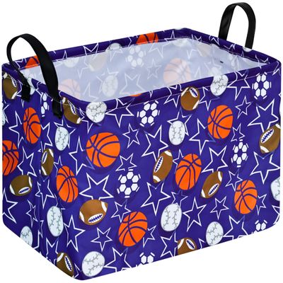 DUYIY Rectangle Balls Pattern Gift Storage Basket Home Shelf Storage Basket Organizer Box Clothes Laundry Hamper Nursery Basket Laundry Basket with Handles