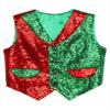 Rswnyirn Kids Boys Christmas Shawl Collar Vest Top Button Waistcoat Shiny Sequin Choir Jazz Dance Performance Costume Red&Green 14 Years view 1
