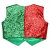 Rswnyirn Kids Boys Christmas Shawl Collar Vest Top Button Waistcoat Shiny Sequin Choir Jazz Dance Performance Costume Red&Green 14 Years view 2