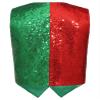 Rswnyirn Kids Boys Christmas Shawl Collar Vest Top Button Waistcoat Shiny Sequin Choir Jazz Dance Performance Costume Red&Green 14 Years view 4