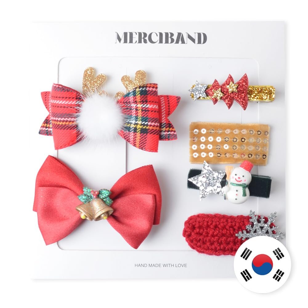 MerciBand Handmade Merrychry Hair Clip (6pcs/set) [Christmas season limited]  Hair Accessory, Made in Korea, Gift-Ready Packaging