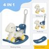 Qaba 4-in-1 Rocking Horse for Toddlers 1-3 Years, Baby Rocking Horse with Detachable Balance Board and Push Handle, Horse-Shaped Ride On Toy with 4 Smooth Wheels, for Baby Girls and Boys, Blue view 3