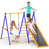 SPIDERCAMP Indoor Playground Toddler Jungle Gym 4-in-1 Indoor Jungle Gym for Kids,Indoor Climber Playset with Swing Indoor Slide,Sturdy Metal Kids Indoor Playset (S) view 1