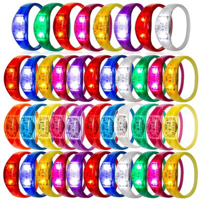 100 Pcs LED Bracelets Sound Activated with Flashing LED Strobe Music Control Light Up Bracelets for Carnival, Concerts, Night Events, Rave, Game Prizes, Birthday Party Favor, Valentine's Day gift