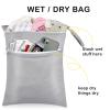 Angel Love Wet Bag for Swimsuit, Baby 2PCS Waterproof Washable Reusable Wet Bag with Two Zippered Pockets - Beach, Pool, Gym Bag for Swimsuits or Wet Clothes L219215 view 4
