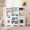 GLACER Play Kitchen, Corner Wooden Toy Kitchen w/Range Hood, Ice Maker, Sink, Faucet, Microwave, Oven, Utensils, Real Sounds & Lights, Kids Kitchen Playset for Toddlers Age 3+, Gifts for Boys & Girls view 1