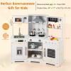 GLACER Play Kitchen, Corner Wooden Toy Kitchen w/Range Hood, Ice Maker, Sink, Faucet, Microwave, Oven, Utensils, Real Sounds & Lights, Kids Kitchen Playset for Toddlers Age 3+, Gifts for Boys & Girls view 4