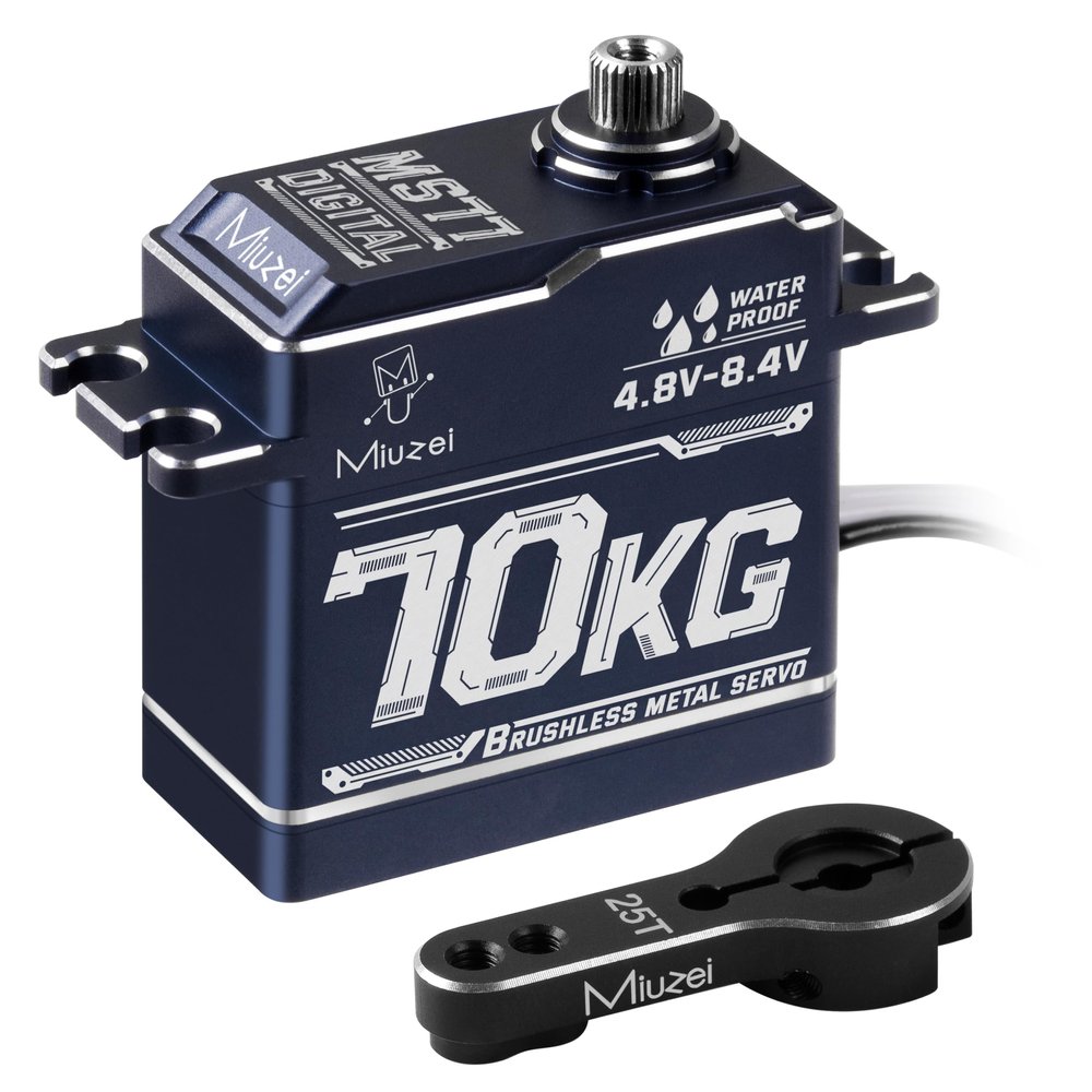 Miuzei Brushless Servo High Torque RC Servo Motor Digital Stainless Steel Gear 8.4V Waterproof Compatible with 1/7, 1/8, 1/10 RC Car (70kg-180)