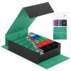 5 Row Trading Card Storage Box, 3800+Bulk Card Organizer Box with 20 Dividers & 5 Supporters, Graded Card Deck Box for YuGiOh, MTG, TCG with Double Lid Black/Green view 1