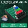 5 Row Trading Card Storage Box, 3800+Bulk Card Organizer Box with 20 Dividers & 5 Supporters, Graded Card Deck Box for YuGiOh, MTG, TCG with Double Lid Black/Green view 2