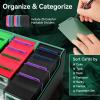 5 Row Trading Card Storage Box, 3800+Bulk Card Organizer Box with 20 Dividers & 5 Supporters, Graded Card Deck Box for YuGiOh, MTG, TCG with Double Lid Black/Green view 3
