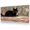 DHYYDSQZ Playmat for MTG, Game Play Mat with Zones for MTG TCG Card Game Playing 24 x 14 inches Trading Card Game Playmats Non-Slip Rubber Base and Stitched Mousepad Desk Mats, Black Cat view 1