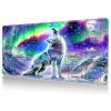 DHYYDSQZ Playmat for MTG, Game Play Mat with Zones for MTG TCG Card Game Playing 24 x 14 inches Trading Card Game Playmats Non-Slip Rubber Base and Stitched Mousepad Desk Mats, Howling Wolf Moon view 1