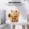 NDNCZDHC Solar Powered Lucky Cat Waving Arm, Cute Waving Lucky Cat with Double Sided Sticker, 2 Inch Wealth Fortune Cat for Store Opening Home (Yellow) view 3