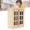 1:12 Scale Dollhouse Double Wall Cabinet Miniature Wooden Wall Cabinet for Living Room view 4