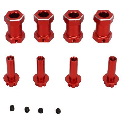 4 Pcs RC Wheel Hex Hub Aluminum Alloy Replacement 12mm Hex Hubs Extension Combiner for 1/10 RC Climbing Car (Red)
