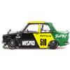 1:64 Scale Diecast Model Car Compatible with Nissan Datsun Street 510 Racing V2 Black Yellow Limited Edition by Kaido House KHMG131 view 3