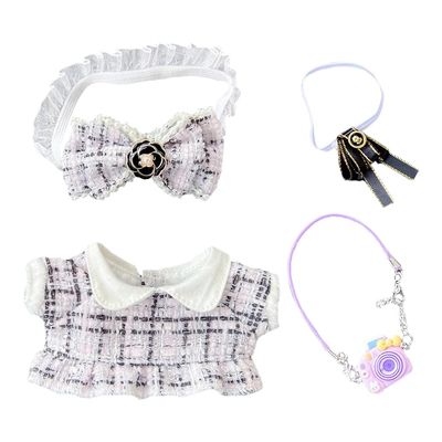 niannyyhouse 10cm 15cm Doll Clothes Headdress Bow tie Skirt Accessories Hat Cape Pants Plush Toys Dress Up (A-White, 15cm)