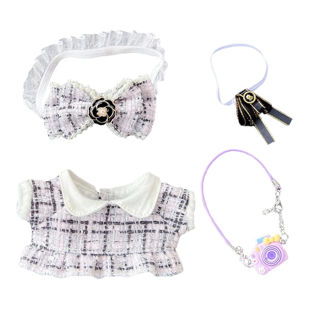 niannyyhouse 10cm 15cm Doll Clothes Headdress Bow tie Skirt Accessories Hat Cape Pants Plush Toys Dress Up (A-White, 15cm)