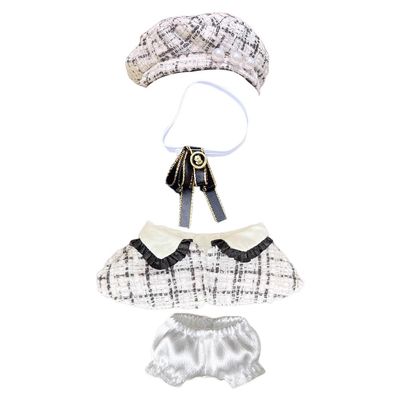 niannyyhouse 10cm 15cm Doll Clothes Headdress Bow tie Skirt Accessories Hat Cape Pants Plush Toys Dress Up (B-White, 10cm)