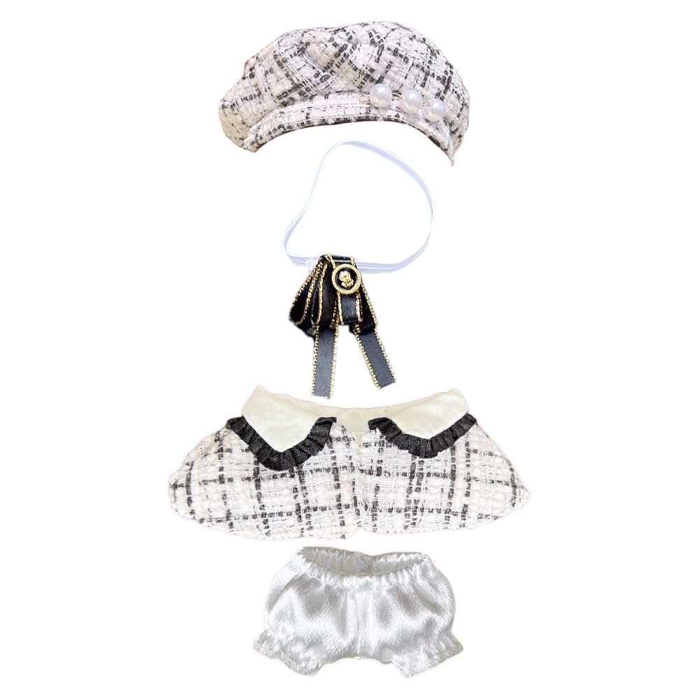 niannyyhouse 10cm 15cm Doll Clothes Headdress Bow tie Skirt Accessories Hat Cape Pants Plush Toys Dress Up (B-White, 10cm)
